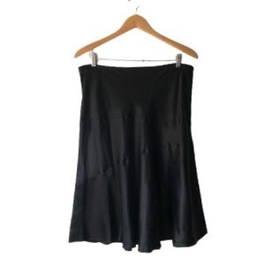 100% Silk Charmeuse Black Flowy Silky Seamed Bias Cut Mermaid Midi Skirt 14P